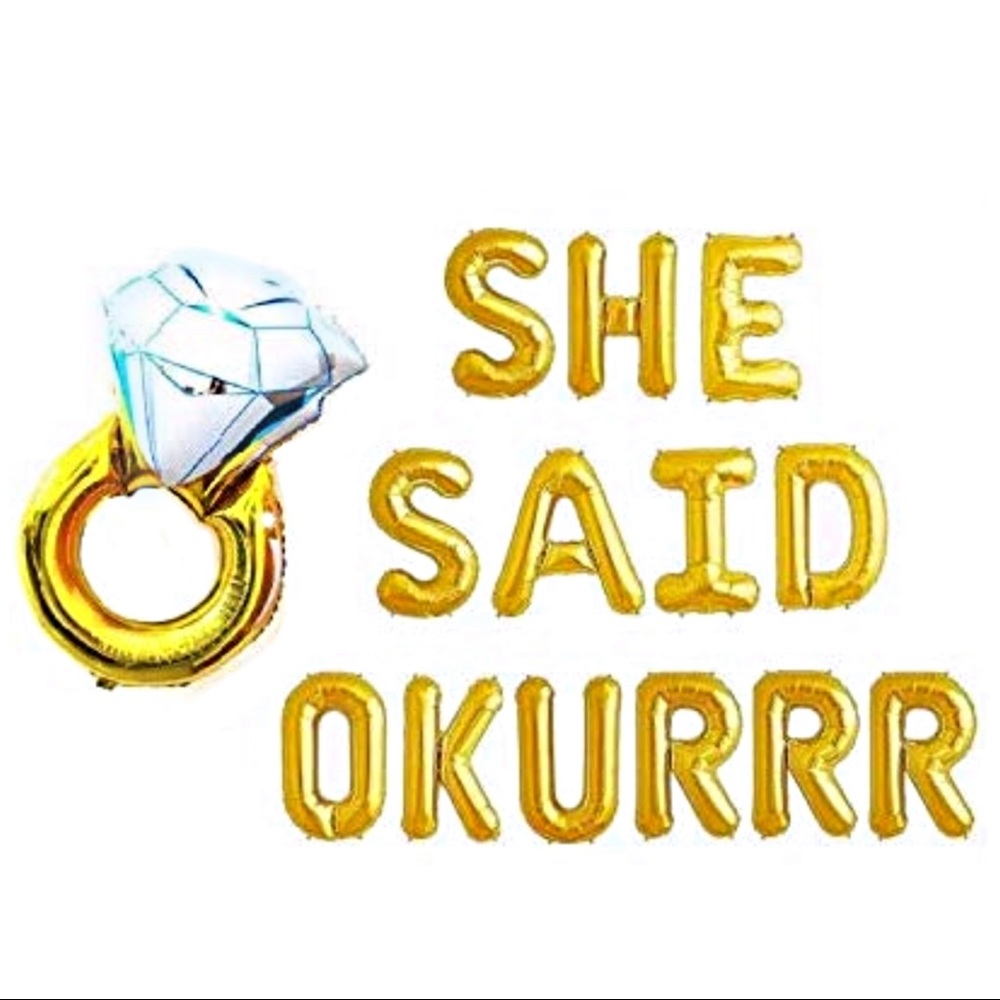 Gold Balloons SHE SAID OKURRR Engagement Ring Kit - Picture 6 of 6